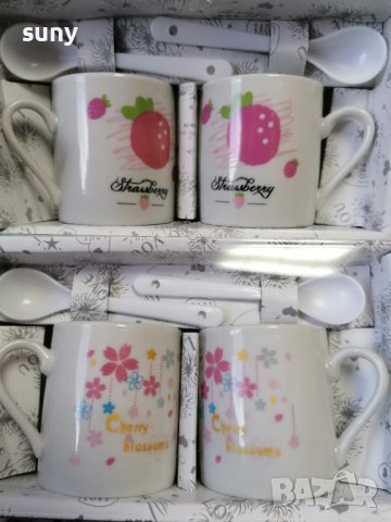 Комплект 2 чашки с лъжички, снимка 1 - Романтични подаръци - 43881240