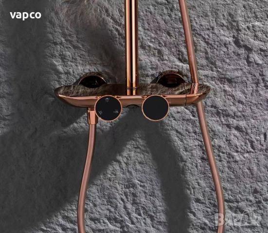 Интелигентна душ система Rose Gold с термостат и LED дисплей D47, снимка 4 - Душове - 52195503