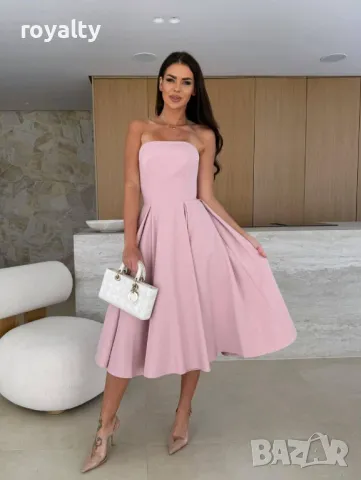 Дълга елегантна розова дамска рокля , снимка 3 - Рокли - 49486539