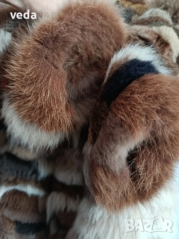 Кожено палто от лисица с цветни парчета естествен косъм М, снимка 3 - Палта, манта - 53498857