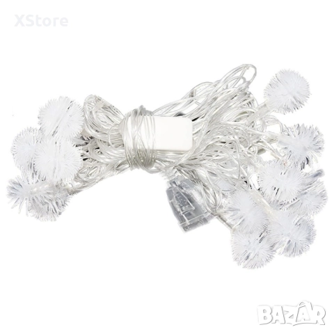 Многоцветни коледни LED лампички с топчета с щепсел- Многоцветни, дължина - 5м ,28 бр. лампички., снимка 3 - Лед осветление - 52095297