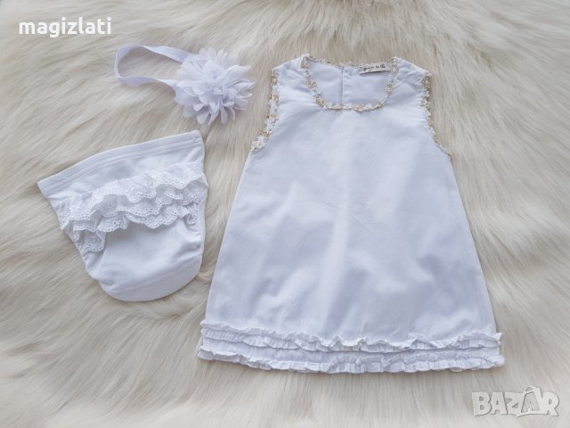 Рокля, лента и гащички с къдрички 3-6 месеца, снимка 2 - Бебешки рокли - 28259180