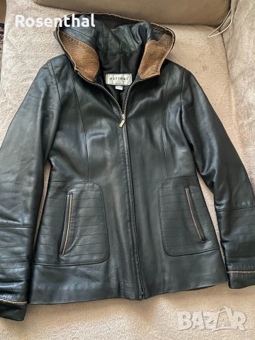 Дамско кожено яке с качулка, естествена телешка кожа