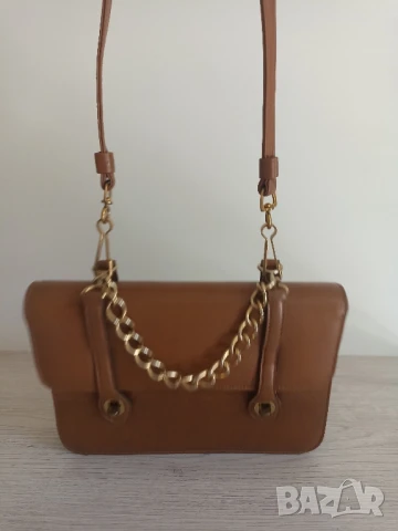 Кафява кожена чанта Meyer's, снимка 2 - Чанти - 50725219