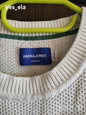 Мъжка блуза плетиво Jack & Jones в бяло и зелено, снимка 3 - Блузи - 40451114