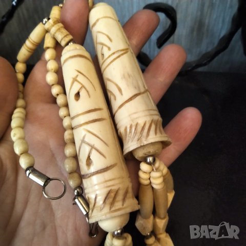  Огърлица слонова кост от 60 год НАМАЛЕНА , снимка 4 - Колиета, медальони, синджири - 38182042