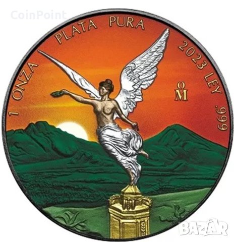 LIBERTAD Антична цветна сребърна монета 1 унция Мексико 2023 г, снимка 2 - Нумизматика и бонистика - 43684165