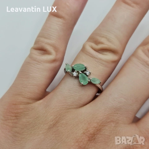 Сребърен комплект със зелен Авантюрин , снимка 2 - Бижутерийни комплекти - 53489209