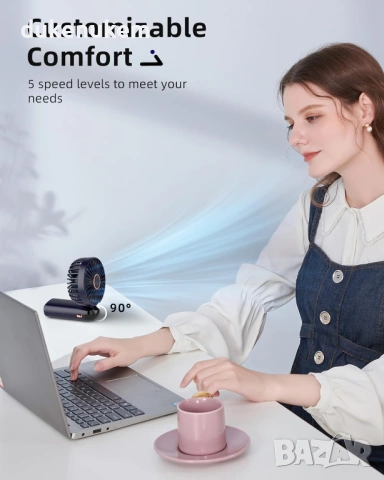 Преносим ръчен вентилатор, 5 скорости, дигитален дисплей, акумулаторен, снимка 3 - Вентилатори - 53267733