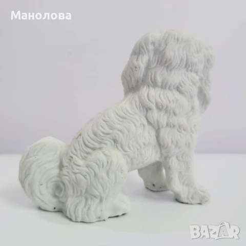 Фигурка на Пудел изработена от не глазиран бисквитен порцелан., снимка 4 - Колекции - 50650102