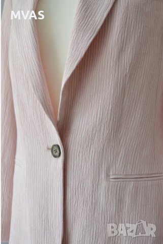 Ново дамско сако H&M Розово бяло райе удължено S 36 размер, снимка 4 - Сака - 43437010