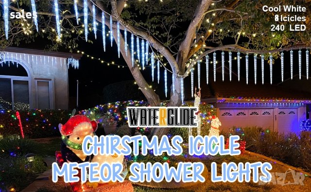 Коледни лампички ледени висулки с ефект капка, снимка 1