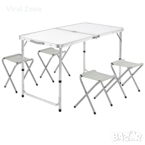 Комплект сгъваема алуминиева маса с 4 стола , снимка 6 - Къмпинг мебели - 53080643