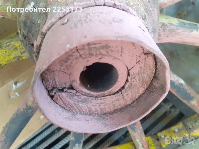 Стар полилей колело от каруца, снимка 1