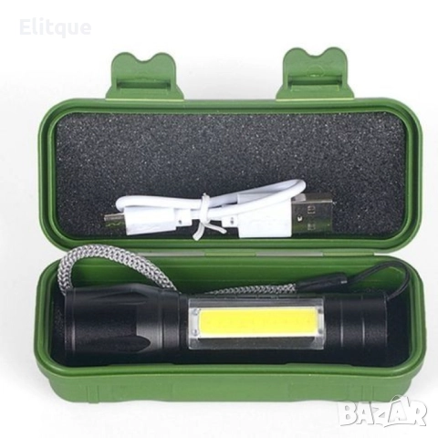 LED Джобен фенер с 3 режима, презареждаем, с USB кабел в зелена кутия FL45, снимка 10 - Други - 52806248