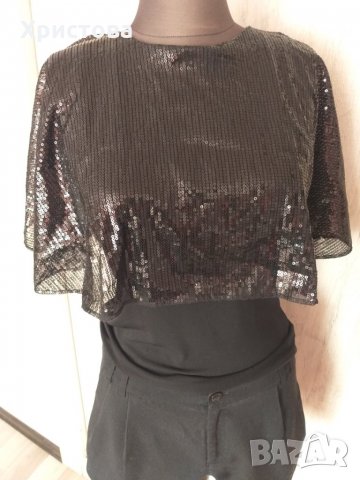 Парти блузка с гол гръб и пайети - 12,00лв., снимка 2 - Корсети, бюстиета, топове - 21081530