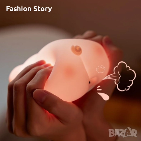 Мека гумена нощна лампа прасенце Pig LED Night Light – нежна светлина, която стопля сърцето, снимка 3 - Детски нощни лампи - 52026755
