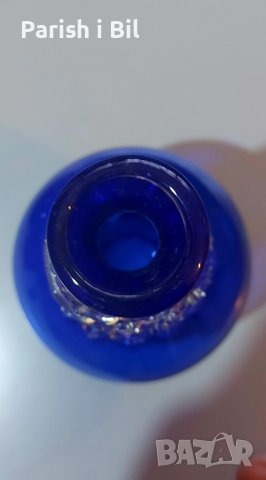 Синя стъклена ваза, снимка 3 - Вази - 38875151
