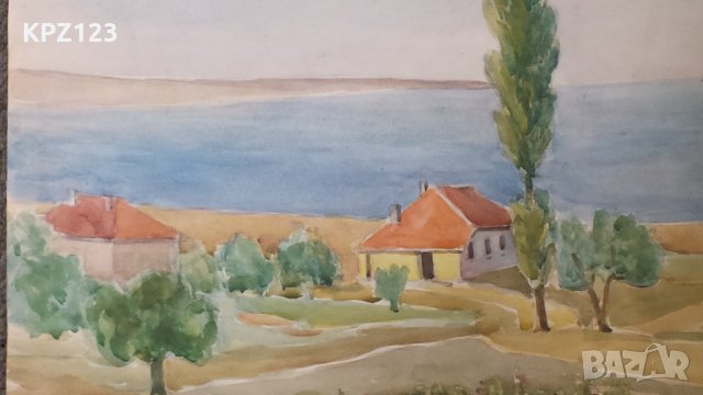 СТАРА КАРТИНА ПЕЙЗАЖ АКВАРЕЛ, снимка 3 - Картини - 29074934