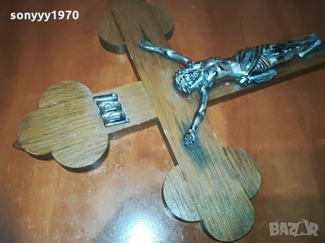 ДЪРВЕН КРЪСТ С РАЗПЯТИЕ-ГОЛЯМ 46Х27СМ, снимка 6 - Колекции - 28321442