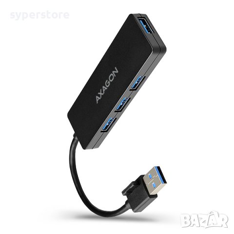 USB Хъб USB 3.2 Gen 1 Axagon HUE-G1A - 4 USB Порта SuperSpeed USB SLIM Разклонител, снимка 1 - Кабели и адаптери - 36838844