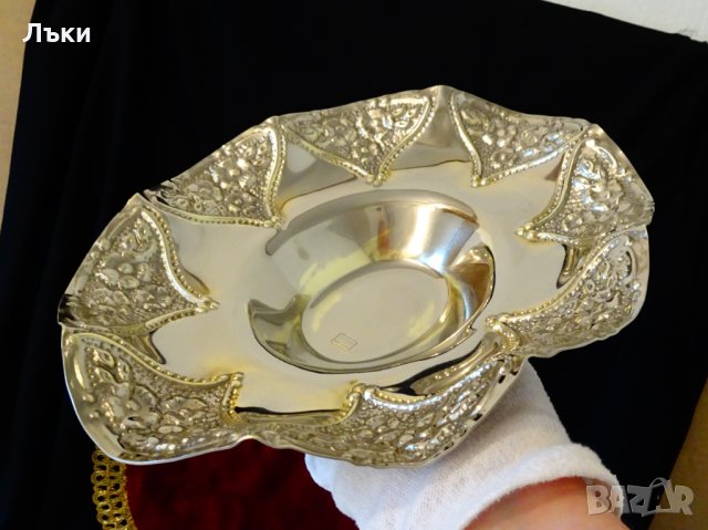 Посребрена бронзова фруктиера,Gold 24k Deloux. , снимка 9 - Антикварни и старинни предмети - 35649310