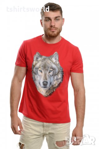Нова мъжка тениска с трансферен печат Вълк със сини очи, Серия вълци, снимка 5 - Тениски - 37673451