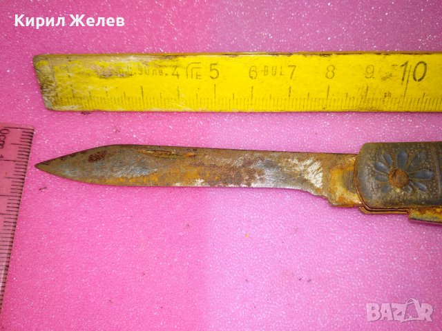 USSR СТАРО РЯДЪК КОЛЕКЦИОНЕРСКИ МОДЕЛ РУСКО РИБАРСКО ДЖОБНО НОЖЧЕ СССР ФЛОРАЛНО ОРНАМЕНТИРАНО 43096, снимка 6 - Колекции - 44041232