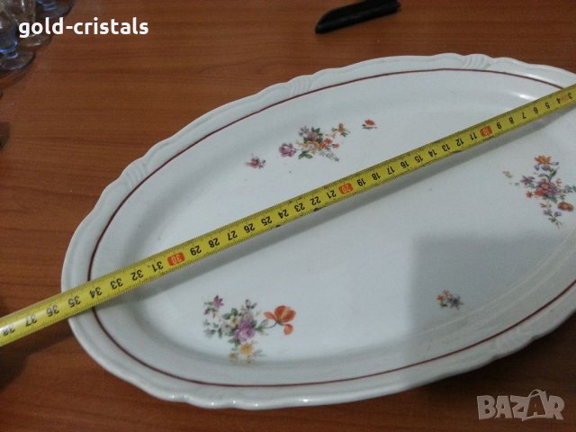 Стар български порцелан плато елипса, снимка 4 - Антикварни и старинни предмети - 35448674
