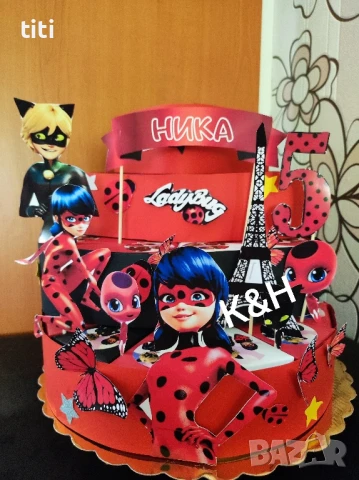 Картонена торта Калинката и черния котарак , снимка 1