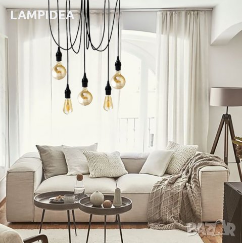 Полилей Паяк - черен - Фасунги Бакелит, снимка 3 - Лампи за таван - 32517551