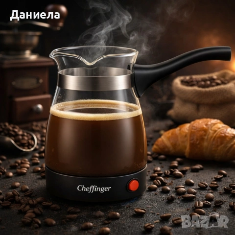 Кафеварка Cheffinger 0,5 л – стъклен съд, 650 W, бутон ON/OFF, снимка 4 - Кафемашини - 53180787