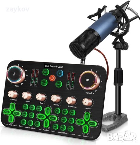 ALLWIN Подкаст микрофонен комплект, кондензаторен микрофон k600 XLR стрийминг микрофон Аудио миксер, снимка 3 - Микрофони - 43990384
