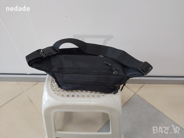 Дамска черна чанта през кръст тип банан с бял надпис спортно елегантен модел. Подходяща за подарък. , снимка 5 - Чанти - 32781409