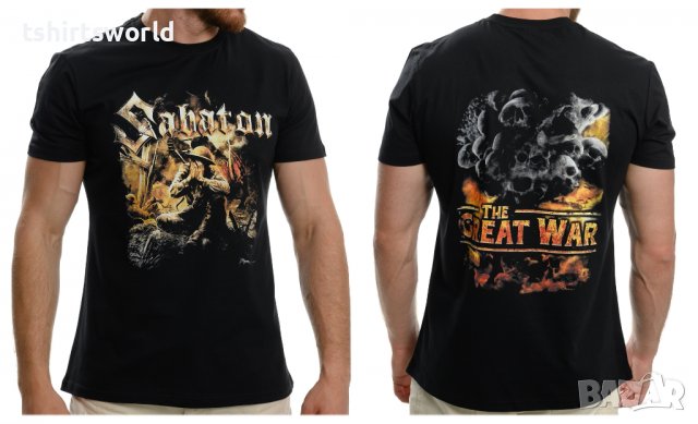 Нова мъжка тениска с дигитален печат на музикалната група SABATON - The Great War с гръб
