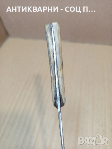 Соц Стар Ръчно Кован Касапски Нож С Дръжка От Чирен. НОМЕР 692., снимка 6 - Антикварни и старинни предмети - 53406641