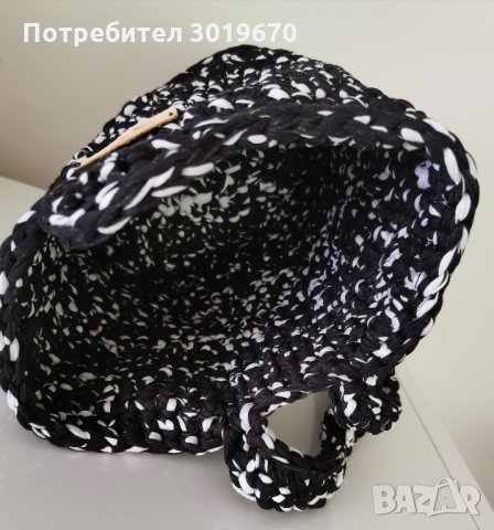  Плетена Черно-бяла чанта, снимка 4 - Чанти - 32941123