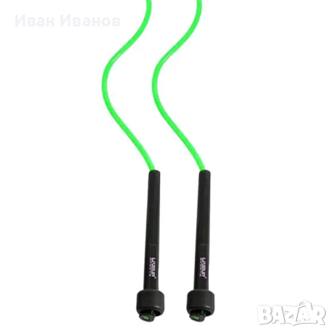 Въже за скачане, С дръжки, PVC, Зелено