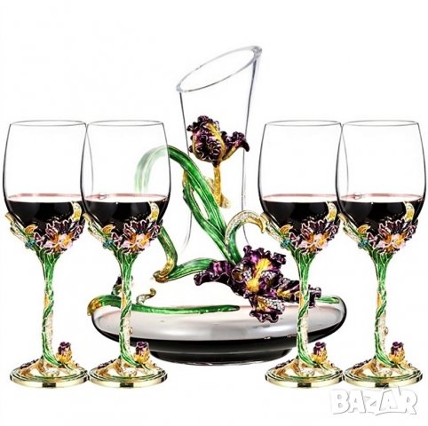 Бутиков сервиз за вино - кристал и месинг, снимка 3 - Подаръци за юбилей - 39697902