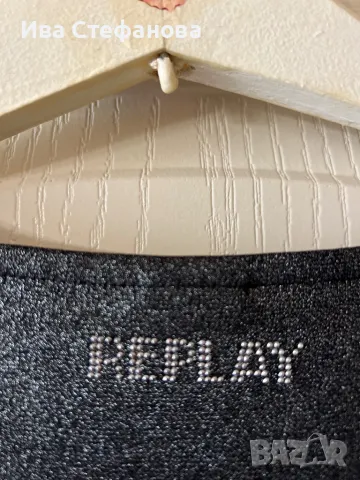 Нова midi парти официална коктейлна бляскава сиво металик черна еластична рокля Replay набрана , снимка 11 - Рокли - 47791962