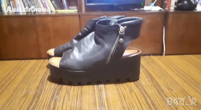 Черни летни боти - сандали естествена кожа 
