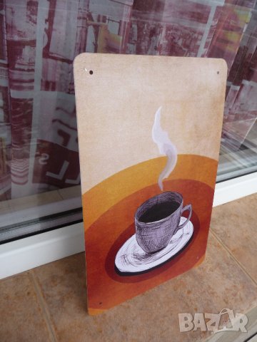 Метална табела кафе порцеланова чашка чинийка ароматно hot , снимка 2 - Декорация за дома - 43106944