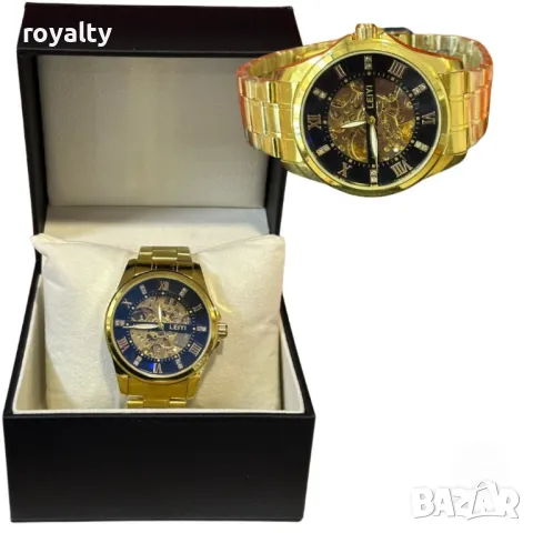 Луксозен и елегантен мъжки златист часовник LEIYI