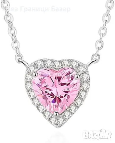 Ново Романтично колие сърце – стерлингово сребро и цирконии подарък жена