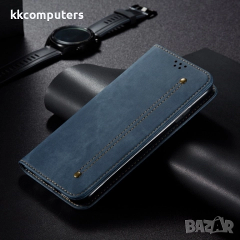 Realme Note 60 Denim Texture Wallet Кожен Калъф и Протектор, снимка 2 - Калъфи, кейсове - 52732349