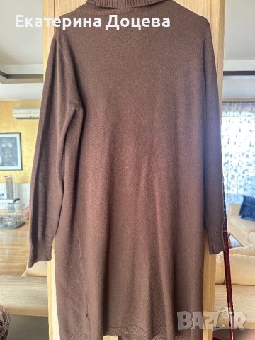 Кафява плетена туника/рокля с прехлупване, снимка 3 - Туники - 52070697