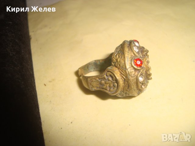 СТАРИНЕН ВЪЗРОЖДЕНСКИ ПРЪСТЕН САЧАН БРОНЗ УНИКАЛНА РЪЧНА МАЙСТОРСКА ИЗРАБОТКА с КАМЪНИ БИЖУ 17533, снимка 5 - Антикварни и старинни предмети - 33046715