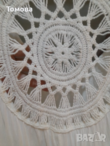 Бяла двуслойна дамска рокля № М-Л, снимка 6 - Рокли - 51705604