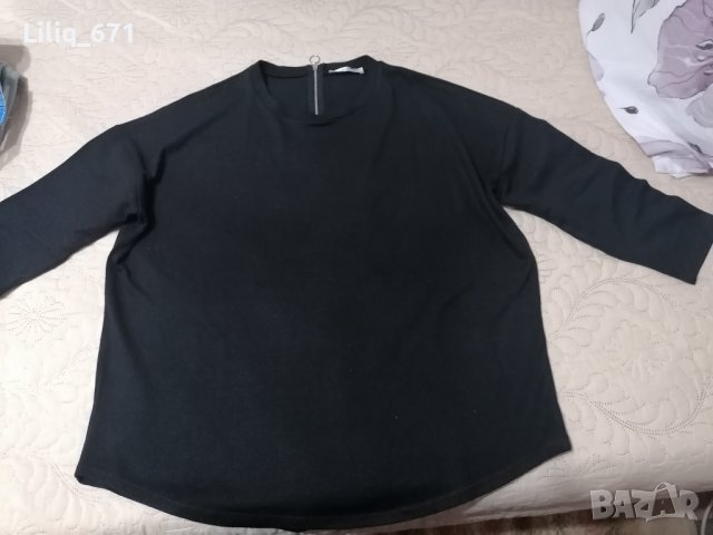 Черна блуза с 3/4 ръкав , снимка 2 - Блузи с дълъг ръкав и пуловери - 39329431