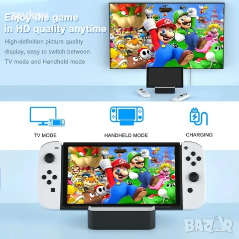 Switch TV Dock, Aukuoy докинг станция за Nintendo Switch/Switch OLED, 6-в-1 , снимка 5 - Игри за Nintendo - 47413346